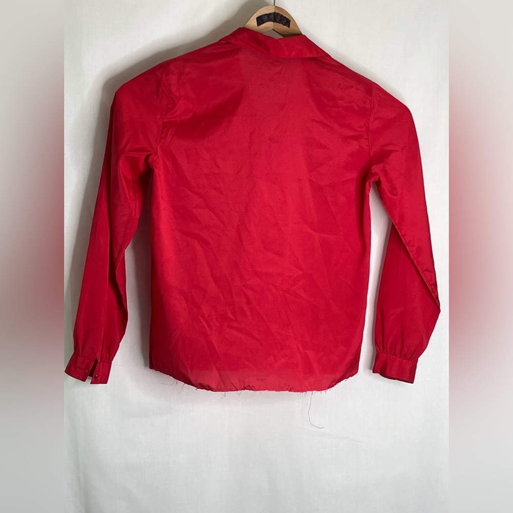 Vintage Felice Ruby Collared Button Up Blouse Dee… - image 3